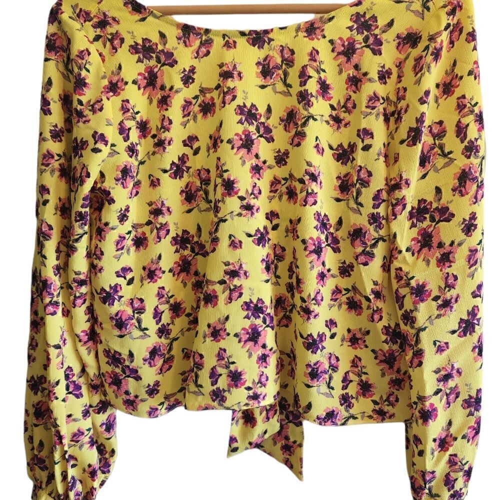 GB Yellow Floral Tie Front Crop Cardigan‎ - Picture 2 of 5